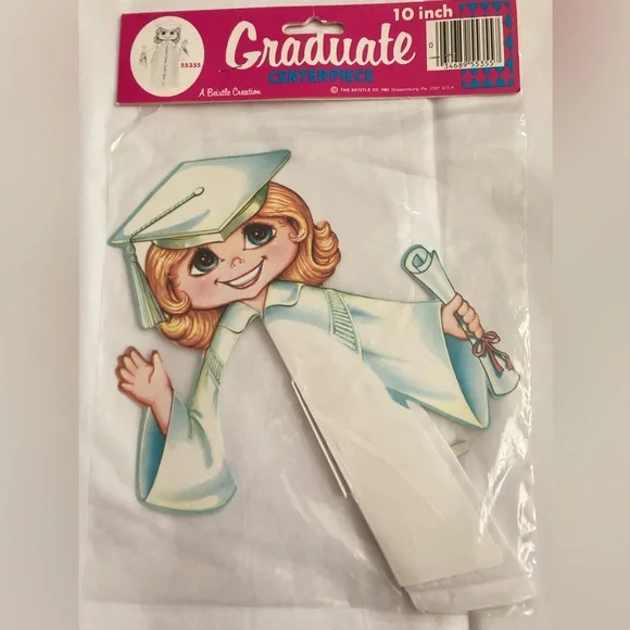 NWT VTG Beistle Co 1983 Honeycomb Graduation girl decoration 10”