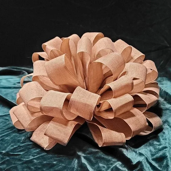Christmas Tree Bow Topper, Beige / Tan Tree Topper Bow, Tree Topper 44 Loop‎