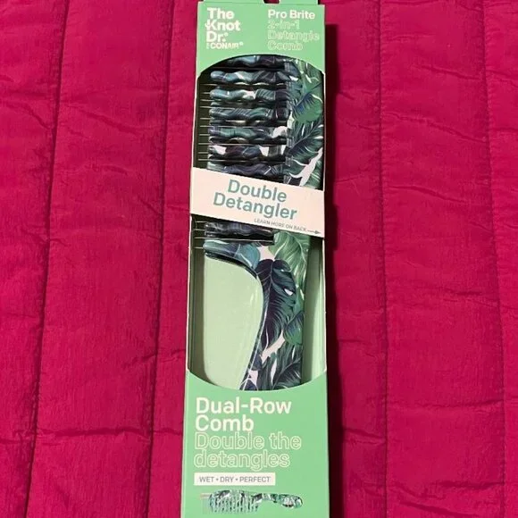 NEW CONAIR ~ THE KNOT DR . 2 - IN - 1 DETANGLE DUAL ROW WET / DRY DETANGLER COMB
