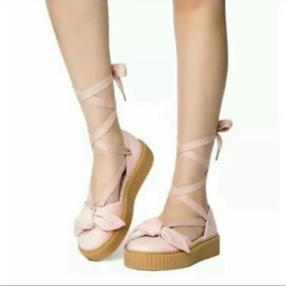 FENTY PUMA by Rihanna Bow Creeper Pink Tint Oatmeal Sandal Women's Sz 6