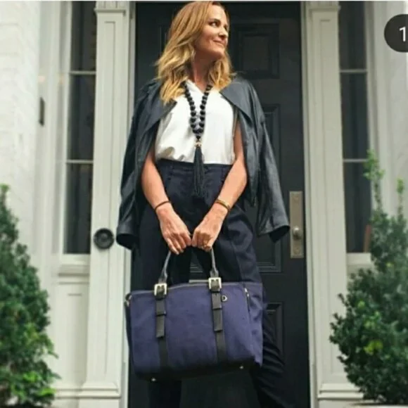 India Hicks Duchess of Windsor Laptop/Briefcase Leather Trim Handles