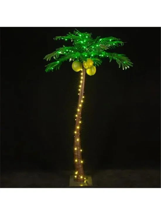 5ft Lighted Palm Tree 136 LED Glowing Coconuts Dimmable Indoor Outdoor