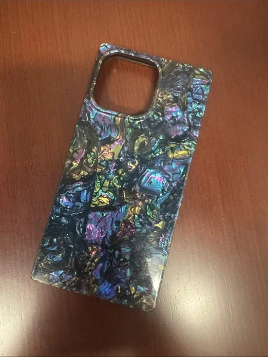 Iridescent Abalone Pattern Phone Case - Black Multicolor
