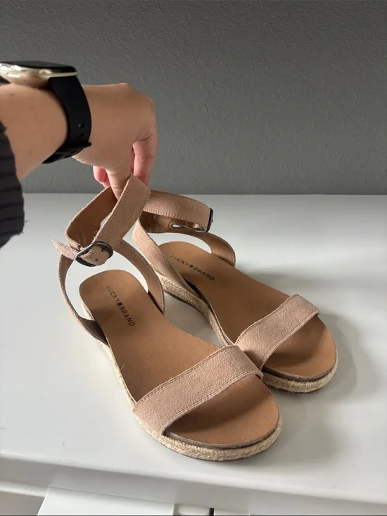 Lucky Brand Beige/Tan Espadrille Ankle Strap Sandals