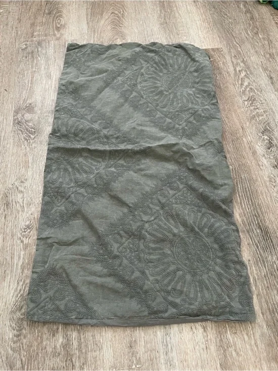 Embroidered Decorative Pillow Cover in Olive Green