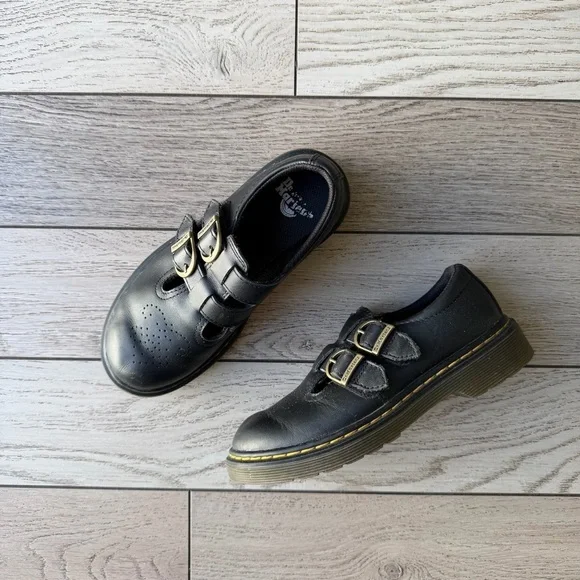 Dr. Martens Kids Black Leather Mary Jane Shoes