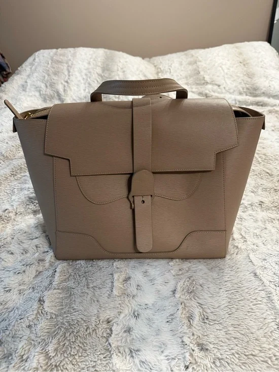 Senreve Maestra Mimosa Latte Gold Taupe Structured Leather Work School Bag