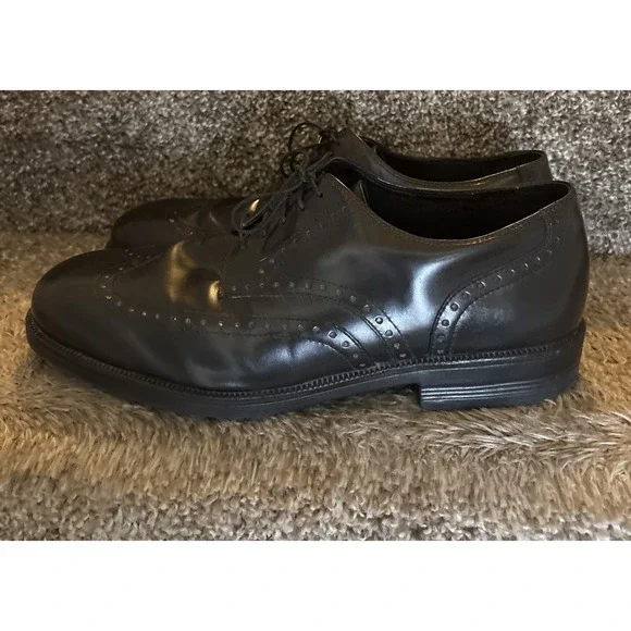 Mens HUSH PUPPIES‎ Oxfords Casual Dress Lace Shoes Black Leather 10