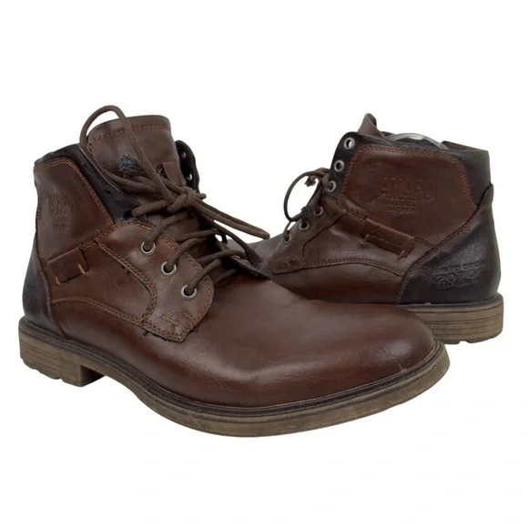 AMAPO Men Oxford Boots Buckle Dress Lace Up Boots Lace-Up Side Zip SZ 11
