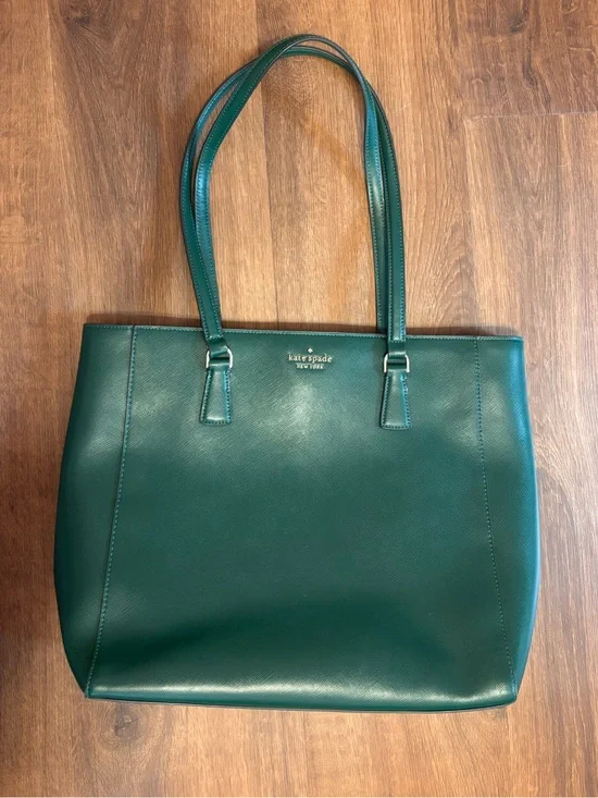 Kate Spade Perry Leather Laptop Tote Deep Jade Green