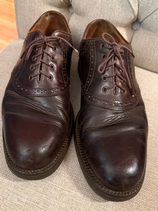 Johnston & Murphy Dark Brown Leather Brogue Oxfords Waterproof J. Murphy Italy