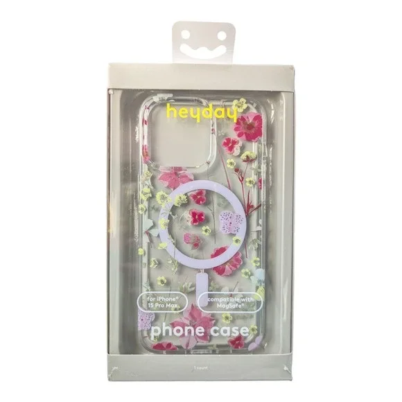 C2. heyday MageSafe Case For Apple iPhone 15 Pro Max -‎ Transparent Flowers