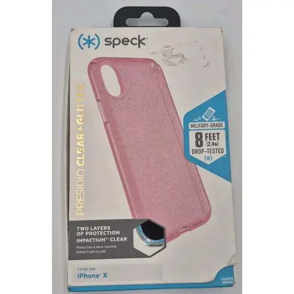 SPECK PRESIDIO PINK GLITTER IPHONE X CASE-DESIGNED FOR IMPACT