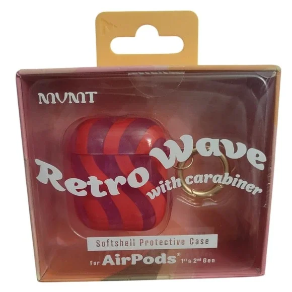 MVMT Retro‎ Wave AirPods Case 1st 2nd Gen Softshell Protective Red Purple Wavy