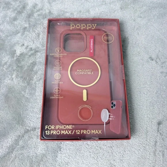XO Poppy Silicone Phone Case Unisex iPhone 13/12 Pro Max Red MagSafe Alarming