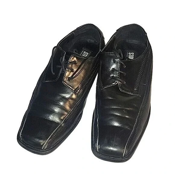 Stacy Adams boys Black Lace Up Square Toe Dress‎ Shoes  4M church dress formal