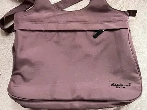 Eddie Bauer Mauve Nylon Laptop Tote Bag with Padded Compartment