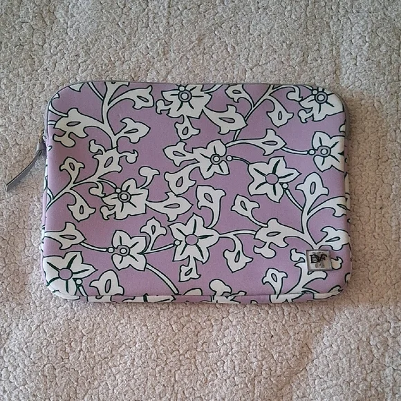 Diane Von Furstenberg Purple and White Floral Laptop Bag New
