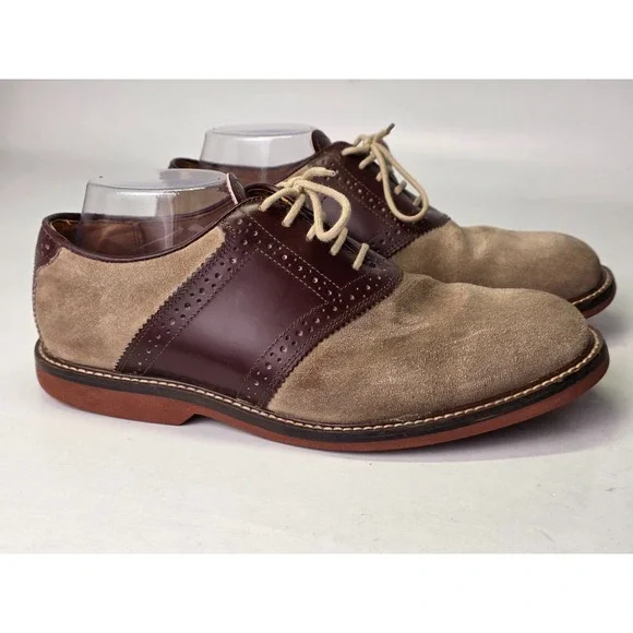 Nordstrom‎ Saddle Men's Dress Shoes Size 9.5 W Beige Tan Suede Leather