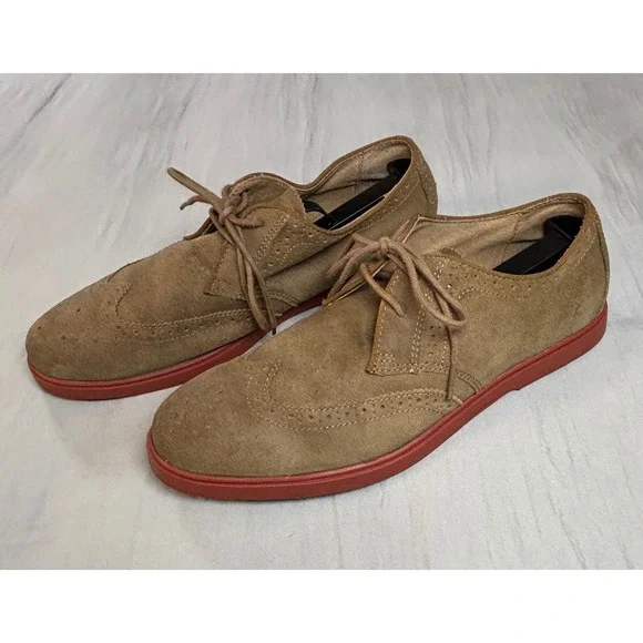 Vintage Polo Ralph Lauren Orrick Wingtip Oxford Shoes Tan Suede Mens 10D