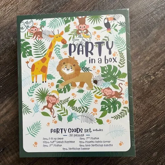 Safari Jungle Theme Party in a Box - Complete Party Goods Set for Birthday Party