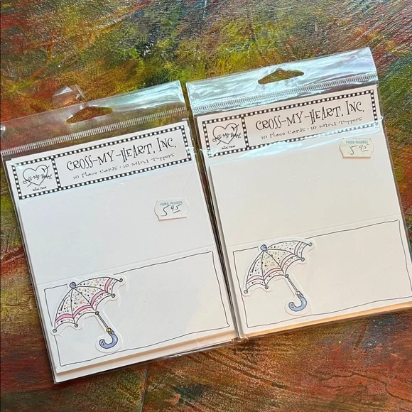 Cross-My-Heart Umbrella Place Cards Vintage 2 sets 2001