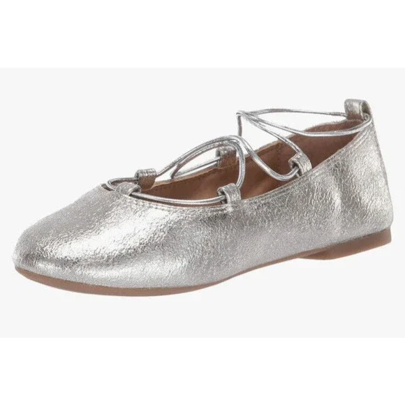 Lucky Brand girls ballet metallic silver 4 M youth big girls shoes