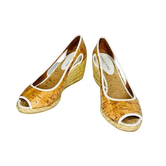Donald J. Pliner Charlot Peep Toe Espadrille Wedge Heel Sandals Size 6.5 M Shoes
