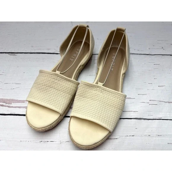 Esprit Ada Cream Beige Woven Espadrille Flat Sandals Womens 8.5M Boho-Chic