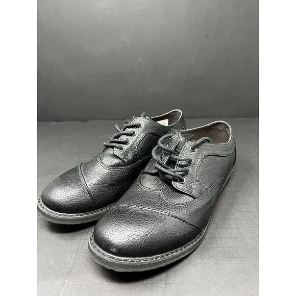 Toms Boys 10010668 Black Leather Lace Up Round Toe Casual Oxford Shoes‎ Size 4.5