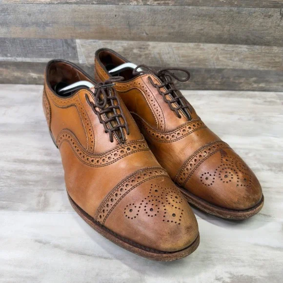 Allen Edmonds Strand Mens Size 12 D Oxford Cap Toe Dress Shoes Walnut Brown