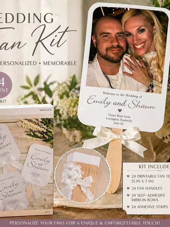 Wedding Fan Kit Bulk Lot 239 count DIY Personalized Ceremony Fans Bridal Decor