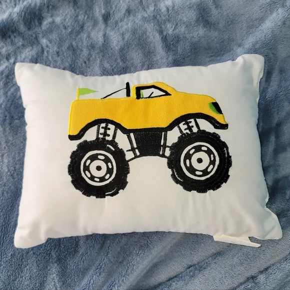 Yellow Monster Truck Embroidered Pillow For Kids Mi Zone 15