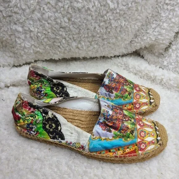 Dolce & Gabbana Multi Pattern Multi‎ Color Brocade Canvas Espadrilles sz 39