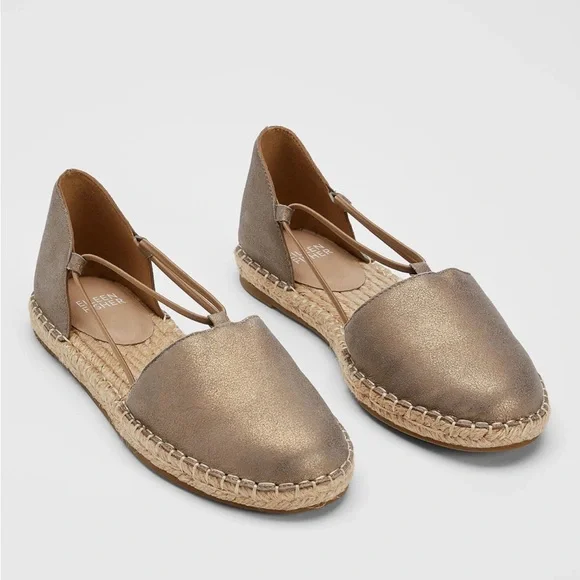 Eileen Fisher Lee Metallic Suede Espadrille Flat Slip On Shoes Size 11 MSRP $135