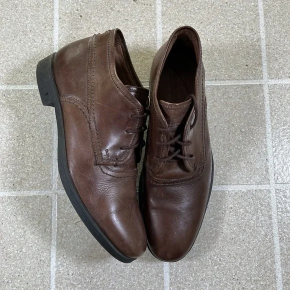 John Varvatos Brown Leather Ankle Boot Derby Oxford Mens Size 8 Preppy Shoes