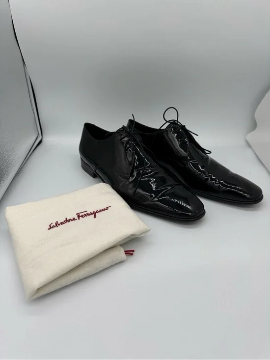 Salvatore Ferragamo Patent Leather Tuxedo Oxfords Black Formal Shoes 10.5 EE