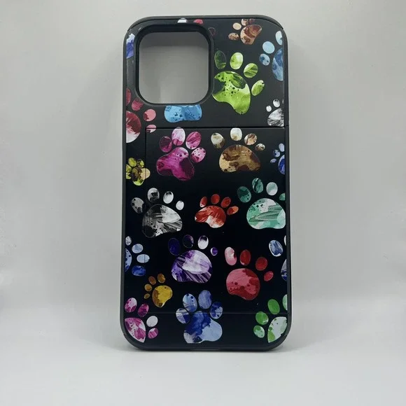 Rainbow Dog Paws Black Case with Card Slot IPhone 14 Pro Max‎