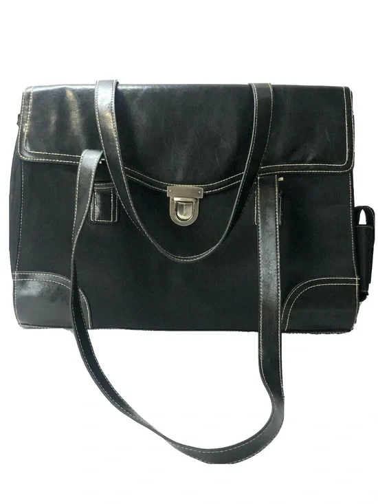 WORTHINGTON Women’s Black Faux Leather Laptop Business Bag.-Excellent Condition