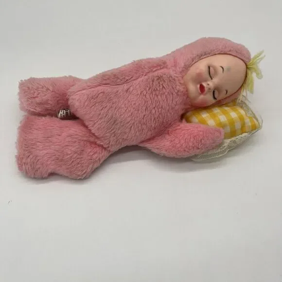 VTG Commonwealth Pink RUBBER FACE Sleeping Baby 11