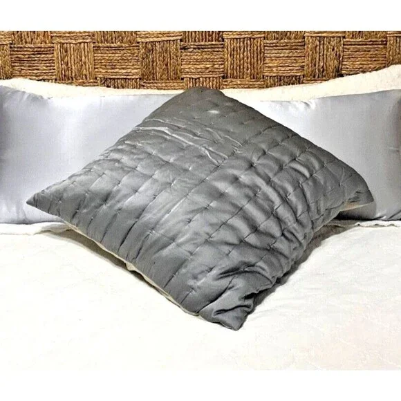 Portico Quilted Euro Sham Slate Gray Silk Blend 26