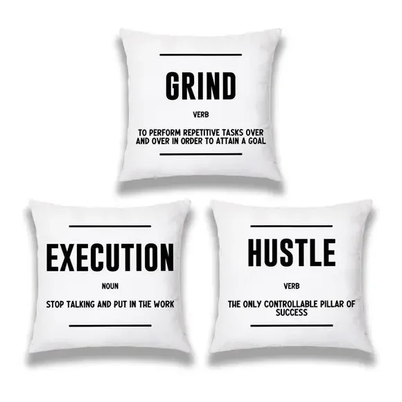 Quote Grind Hustle Execution Quote Success Entrepreneur 3 Pillow Case 18x18”