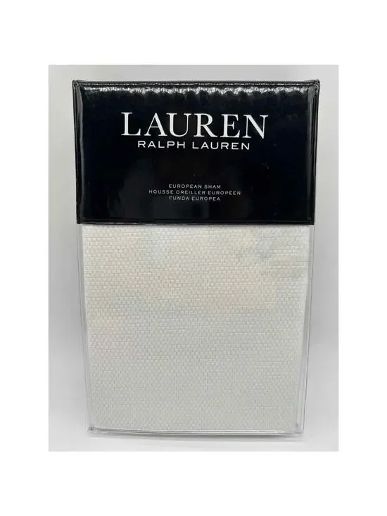 Ralph Lauren EDEN White/Blue Trim Pique EURO Sham 26x26 $135 NWT,