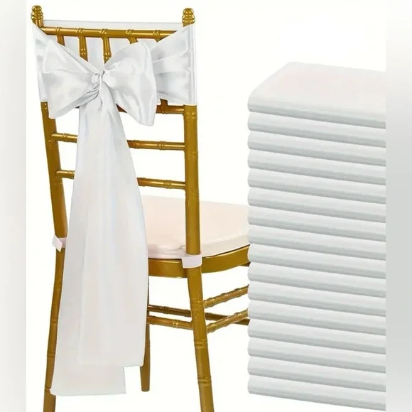 Satin Chair Bow for Universal Coverage NIP Bundle of 50 White