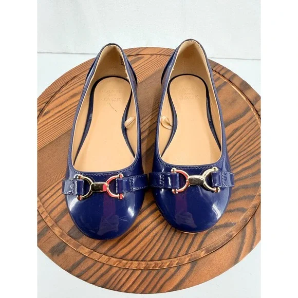 Janie and Jack Patent Leather Horse Bit Flats Girls Toddler Size‎ 10 Blue Gold