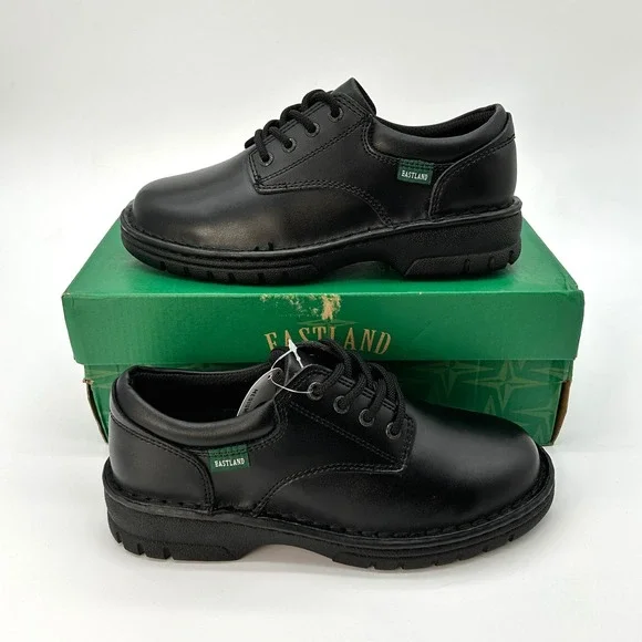 Kids Oxford Dress Shoes Eastland Plainview Size 4 Big Kids Black Leather NEW