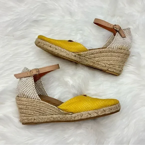 Maypole Golden Espadrille Wedge Reptile Embossed Golden Ochre 39/8