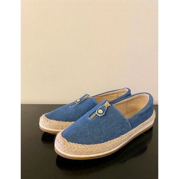 Anne‎ Klein Joy Denim Zipper Espadrille Shoes