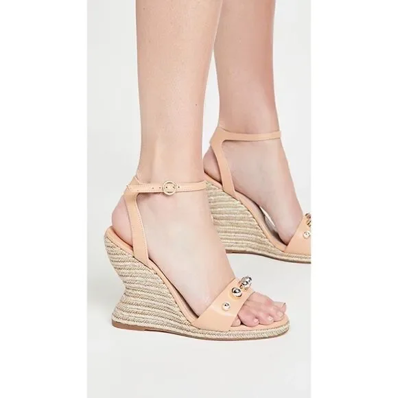 Sophia Webster Womens Dina Stud Mid Espadrilles - Praline/Silver Size 41