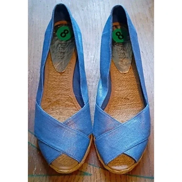 Lauren Ralph Lauren Cecilia Espadrille Wedge Sandals Size 8 Periwinkle
